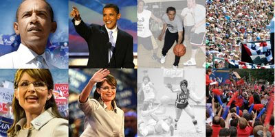 scott brown, sarah palin, barack obama basketball