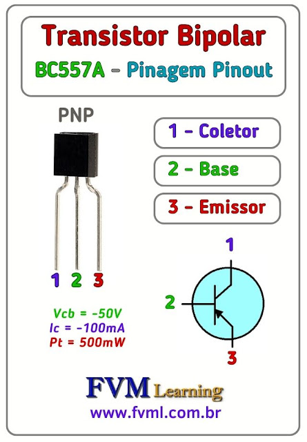 Datasheet-Pinagem-Pinout-transistor-PNP-BC557A-Características-Substituição-fvml