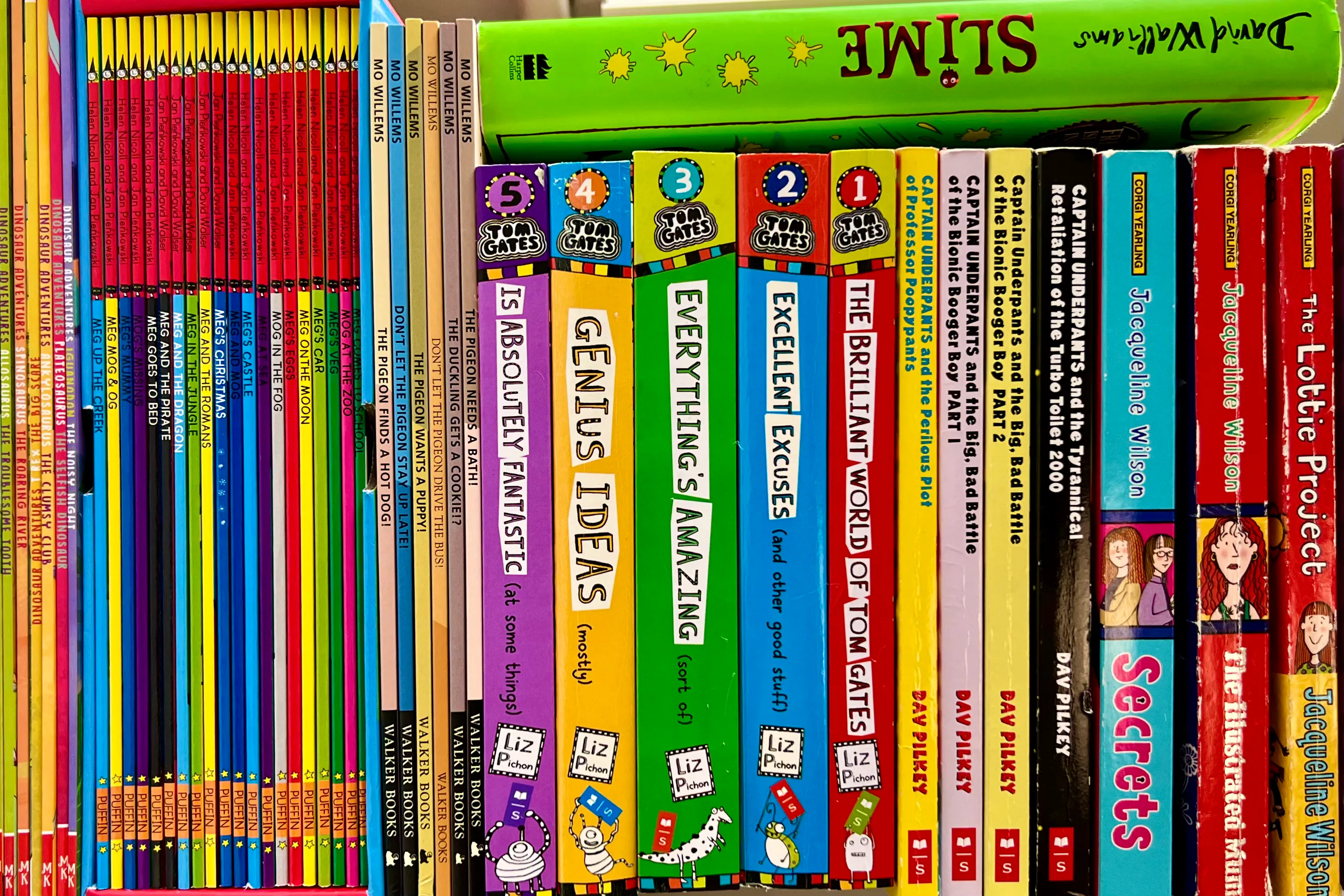 A close up of lots of book sets for reluctant readers
