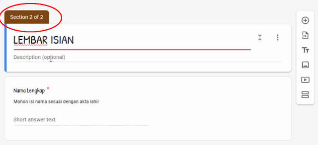 membuat section di  google form