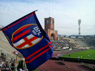 Visuale dello stadio Dall'Ara dalla curva Bulgarelli [Bologna-Livorno 1-0, 2013/14]