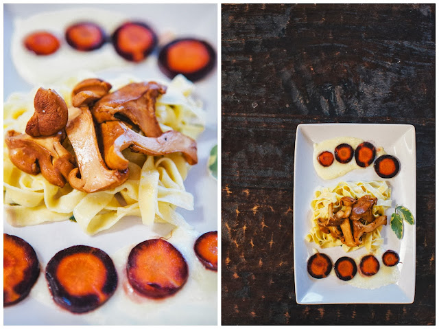 Homemade Butternut Squash Pasta with Flambeed Chanterelles 