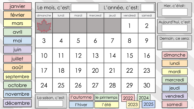 French Digital Calendar  2023-2024