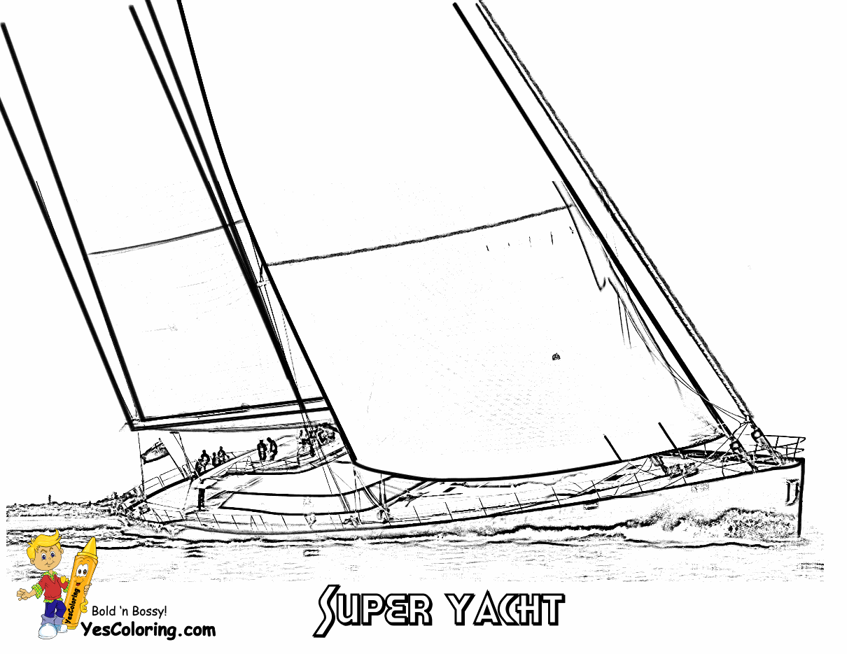 Superb Sailing Boat Coloring Pages