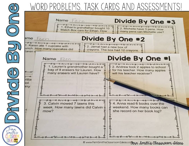  Word Problems For Dividing By One From Fern Smith's Classroom Ideas Available at TeacherspayTeachers.