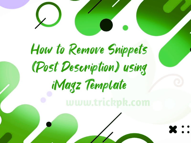 How to Remove Snippets (Post Description) using iMagz Template