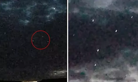 Una flotta di ufo si muovono rapidamente attraverso il cielo