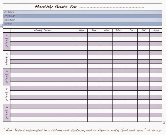 Get Monthly Goal Sheet Here