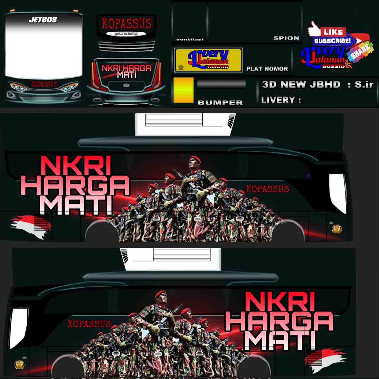 livery bus tni kopassus