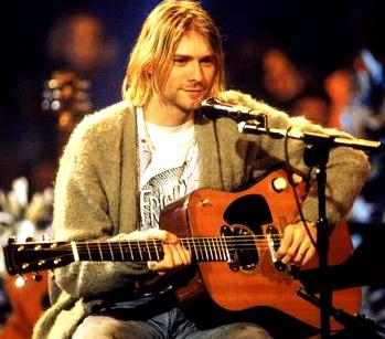 Foto de Kurt Cobain con su guitarra