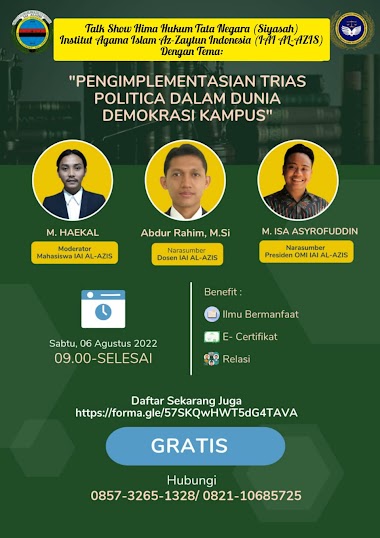 WEBINAR PENGIMLEMENTASIAN TRIAS POLITICA DALAM DUNIA DEMOKRASI KAMPUS