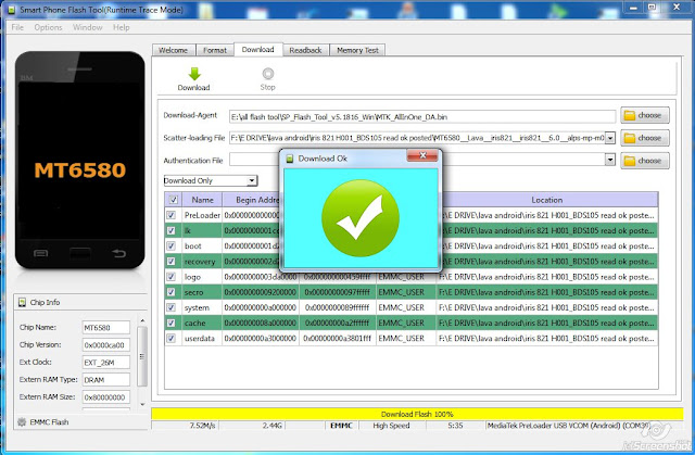 Lava iris 821 H001_BD/S105 Firmware Flash File Download