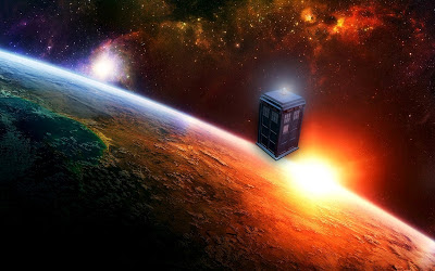 Dr. Who's TARDIS floating in space