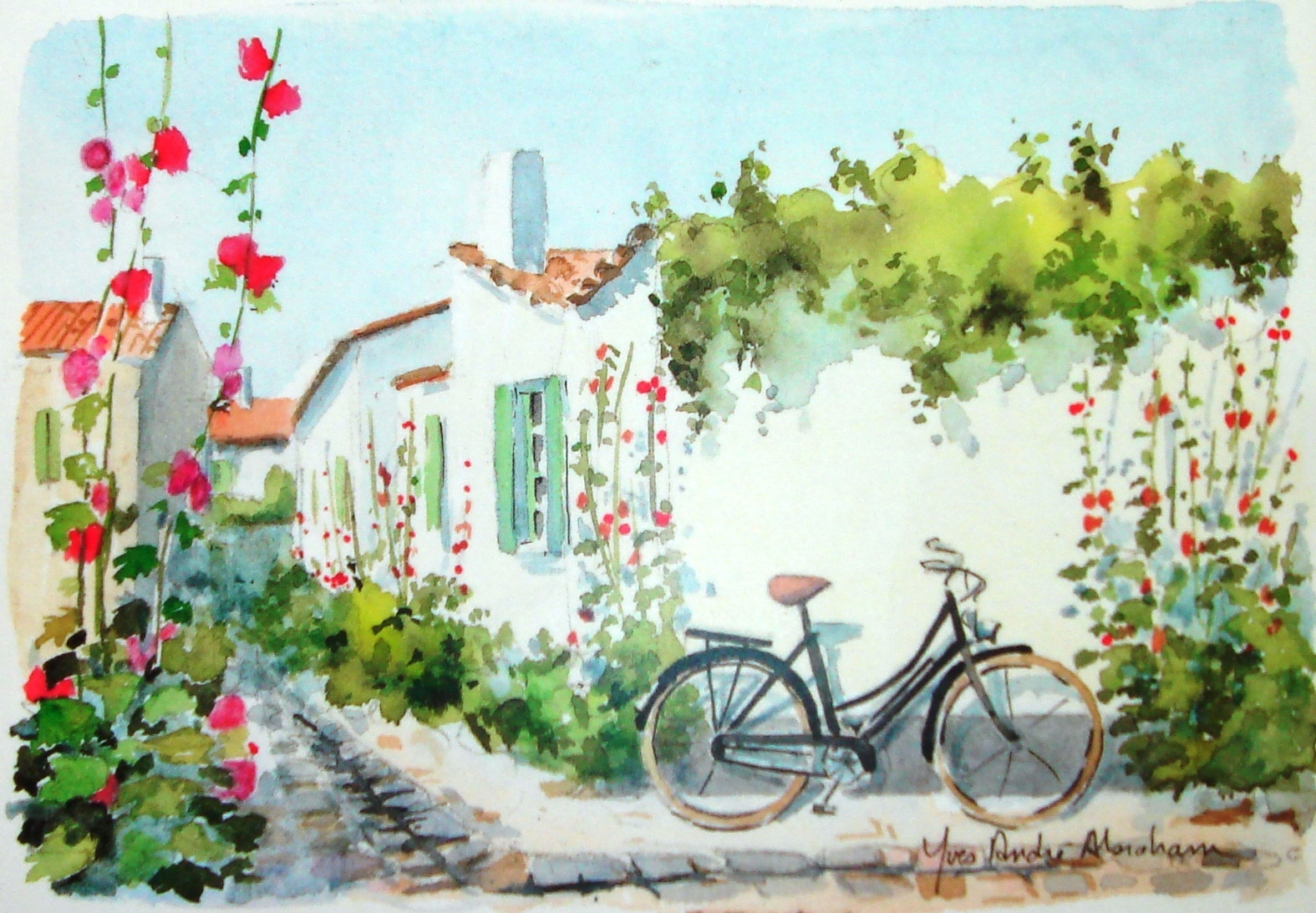 peinture aquatelle bicyclette