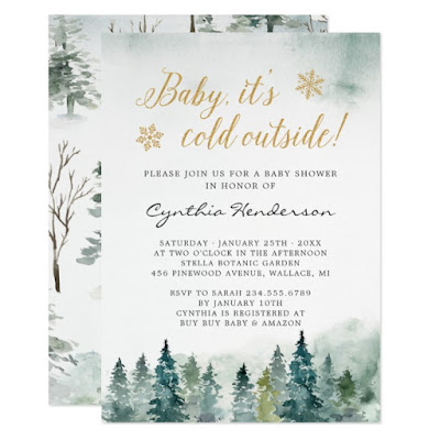  Winter Elegant Baby Shower Baby It's Cold Outside Invitation