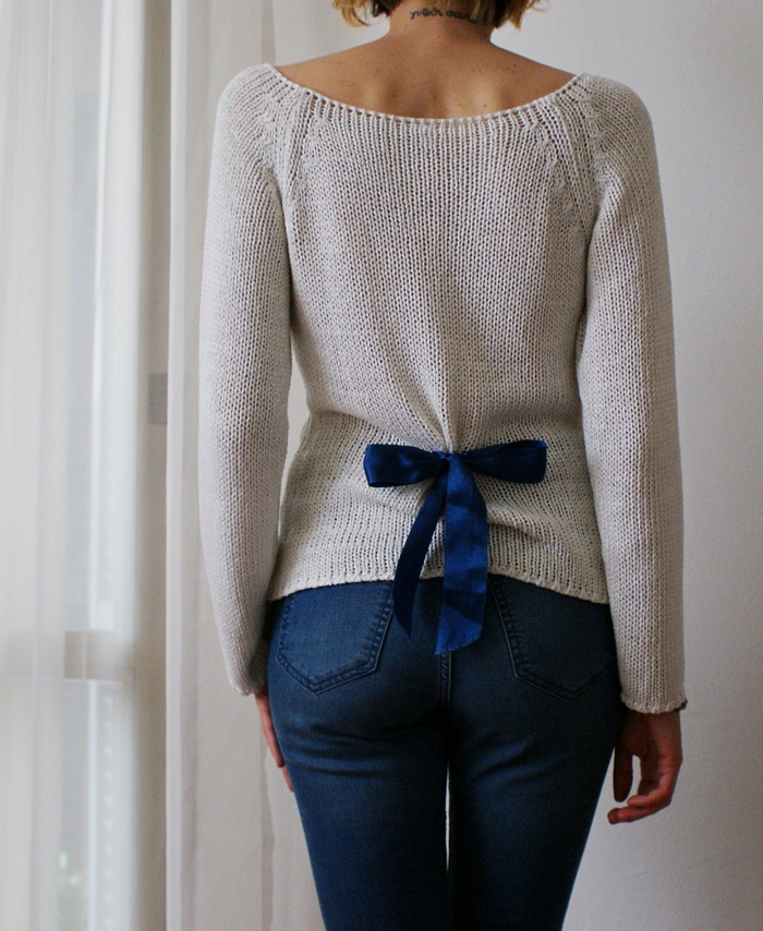 nosew bow back sweater diy