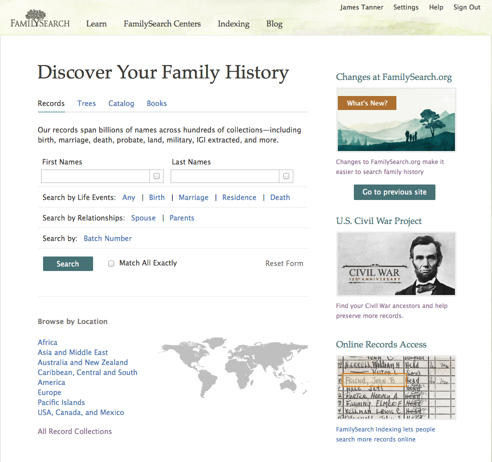 Genealogy s Star Old FamilySearch  org Website still alive 