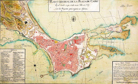 Cádiz plano cartografía Ilustración