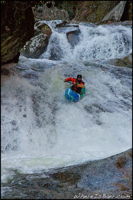 Will Dowling sliding down the last pitch of Mortal Combat, Chris Baer, Raven Fork, NC