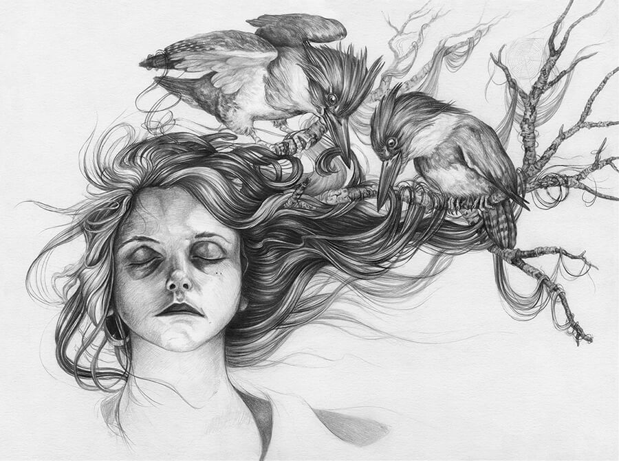 02-The-Bird-and-the-Human-Animal-Pencil-Drawings-Zoe-Keller-www-designstack-co