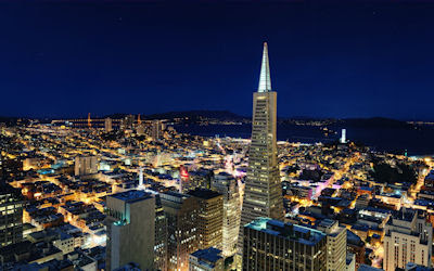Una linda noche en la ciudad de San Francisco, California. - Night