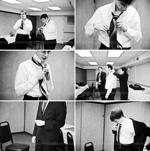 Groom and groomsmen preparing for wedding