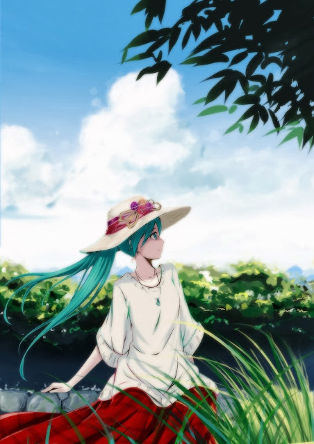 Hatsune Miku on summer Phone Mobile Vocaloid Wallpaper