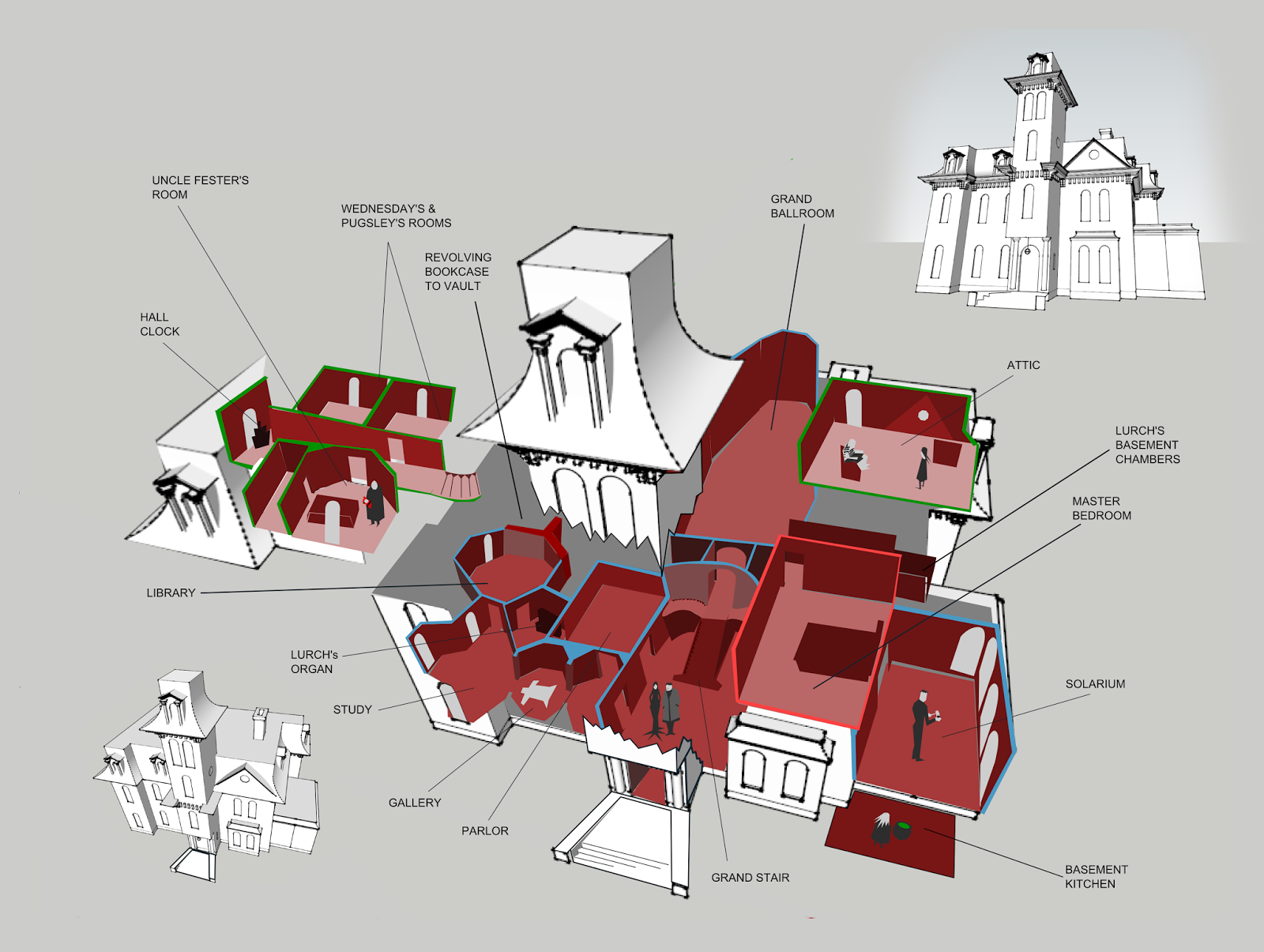 Stinson Lenz Freelance Design Wip The Addams Family Mansion 1991