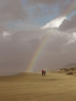 photo of rainbow over Rockaway Beach Oregon by Nancy Zavada