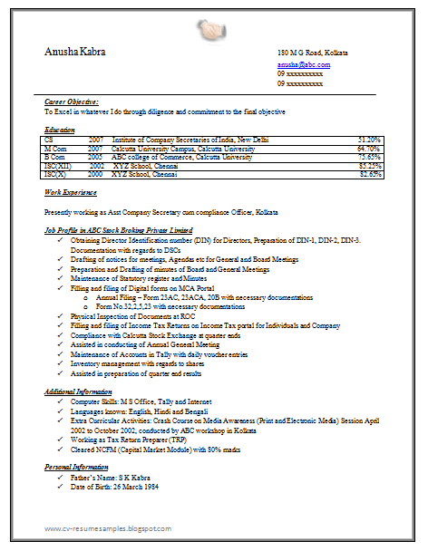 Over 10000 CV and Resume Samples with Free Download ...