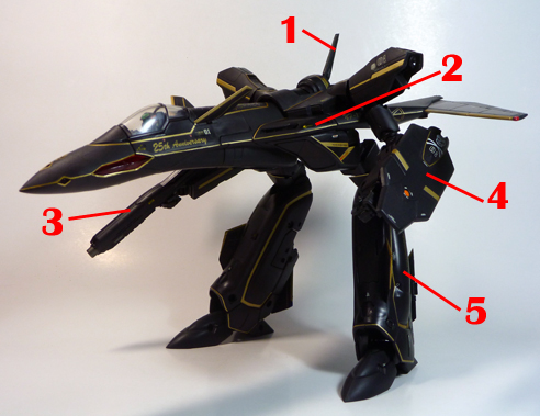 Macross Plus VF-19A Black Excalibur Armament weapon position