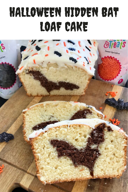 Inside of the Halloween hidden bat loaf cake.