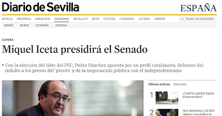 Captura de Dario de Sevilla con titular "Miquel Iceta presidirá el Senado"