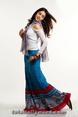 Genelia in Long Blue Skirt