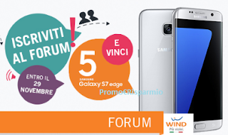 Logo Wind: iscriviti al Forum e vinci gratis Samsung Galaxy S7 Edge