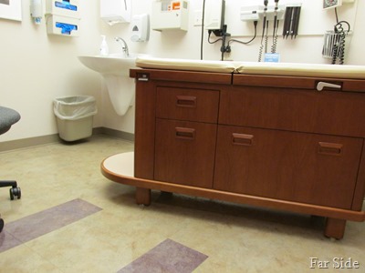 Exam rooms have marble floors and sofas Exam rooms have marble floors and sofas