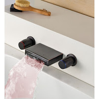  Juno Natal Waterfall Oil Rubbed Bronze Bathroom LED Sink Faucet Double Tap Mixer
