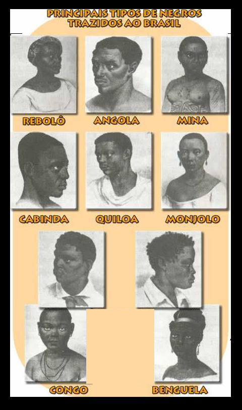 Conheça os principais tipos de Negros trazidos para o Brasil. 