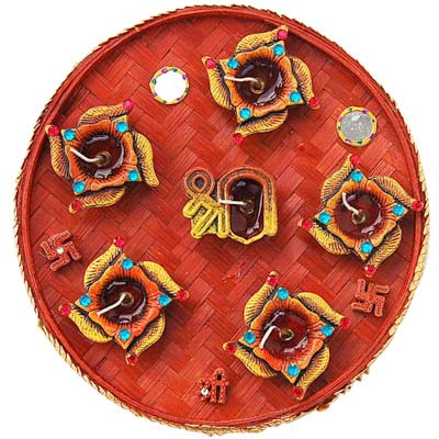 Decorative aarti thali for navratri 