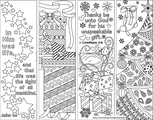 Christmas Coloring Bookmarks