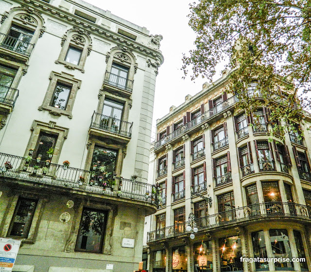 Casarões nas Ramblas de Barcelona