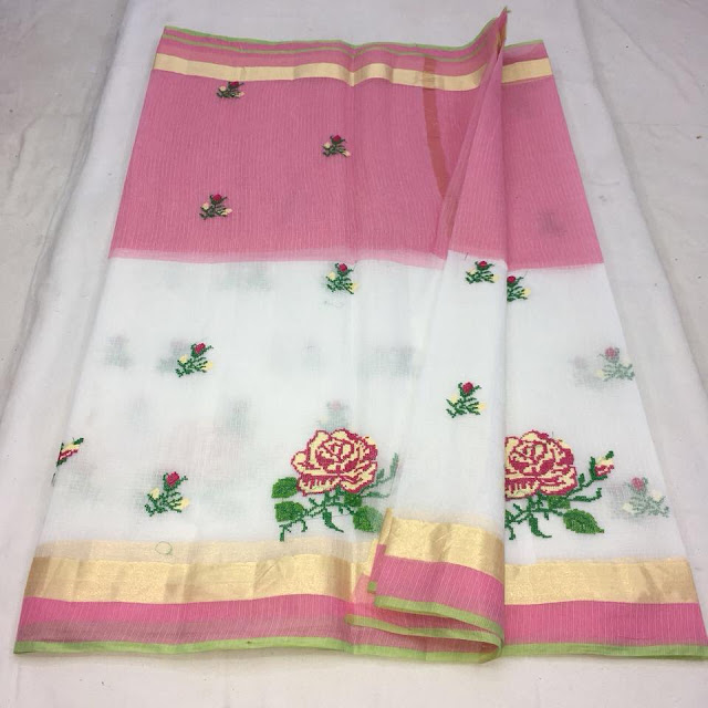 Cotton Kota Embroidery Saree 