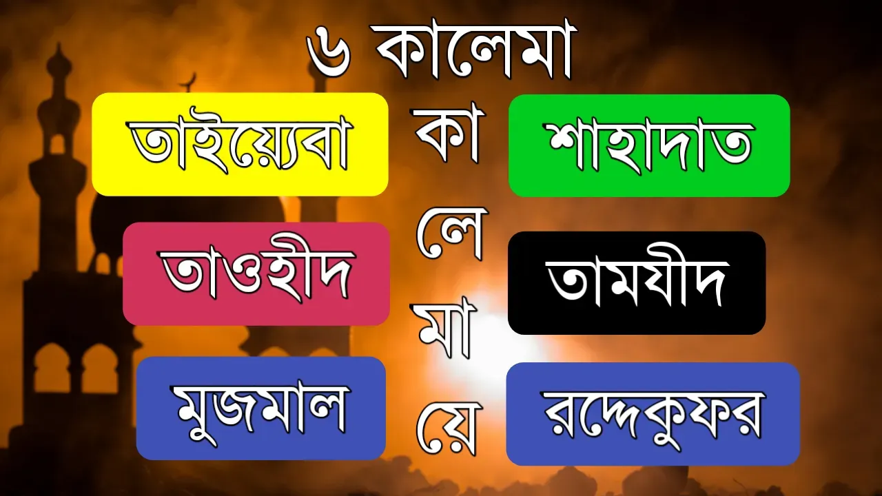 6 Kalima Bangla Uccharon And Meaning | ইসলামের ৬ কালেমা বাংলা  উচ্চারণ ও অনুবাদ