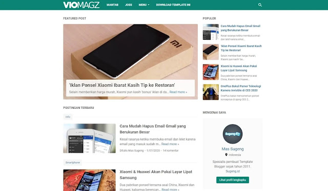 Template VioMagz Terbaru Mas Sugeng Responsive Abis