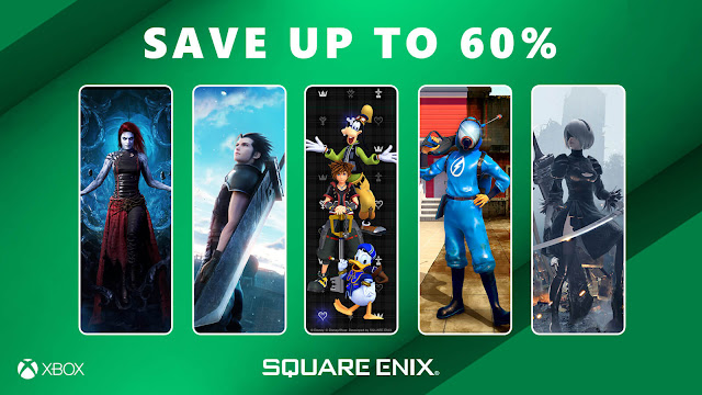 xbox square enix publisher sale 2023 event live march 15 game releases 60% off crisis core final fantasy 7 reunion outriders worldslayer kingdom hearts 3 powerwash simulator nier automata become as gods edition xb1 x1 xsx