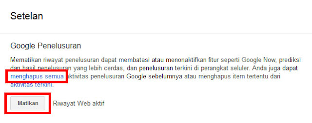 hapus riwayat google, delete semua history google