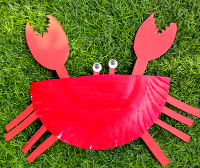 Crab using paper plate. Paper plate craft ideas for kids.
