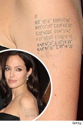 The superstar actress bares her latest tattoo -- the names of her three kids