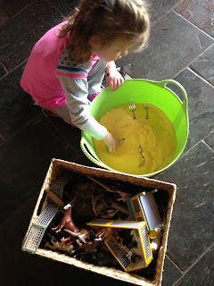 Sensory way - her way.  Using expired pantry items to encourage sensory play in a hesitant child.  Find out more at http://youclevermonkey.com/