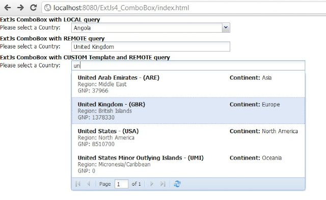 ExtJs 4 ComboBox using Java Servlet JSON object and MySQL database